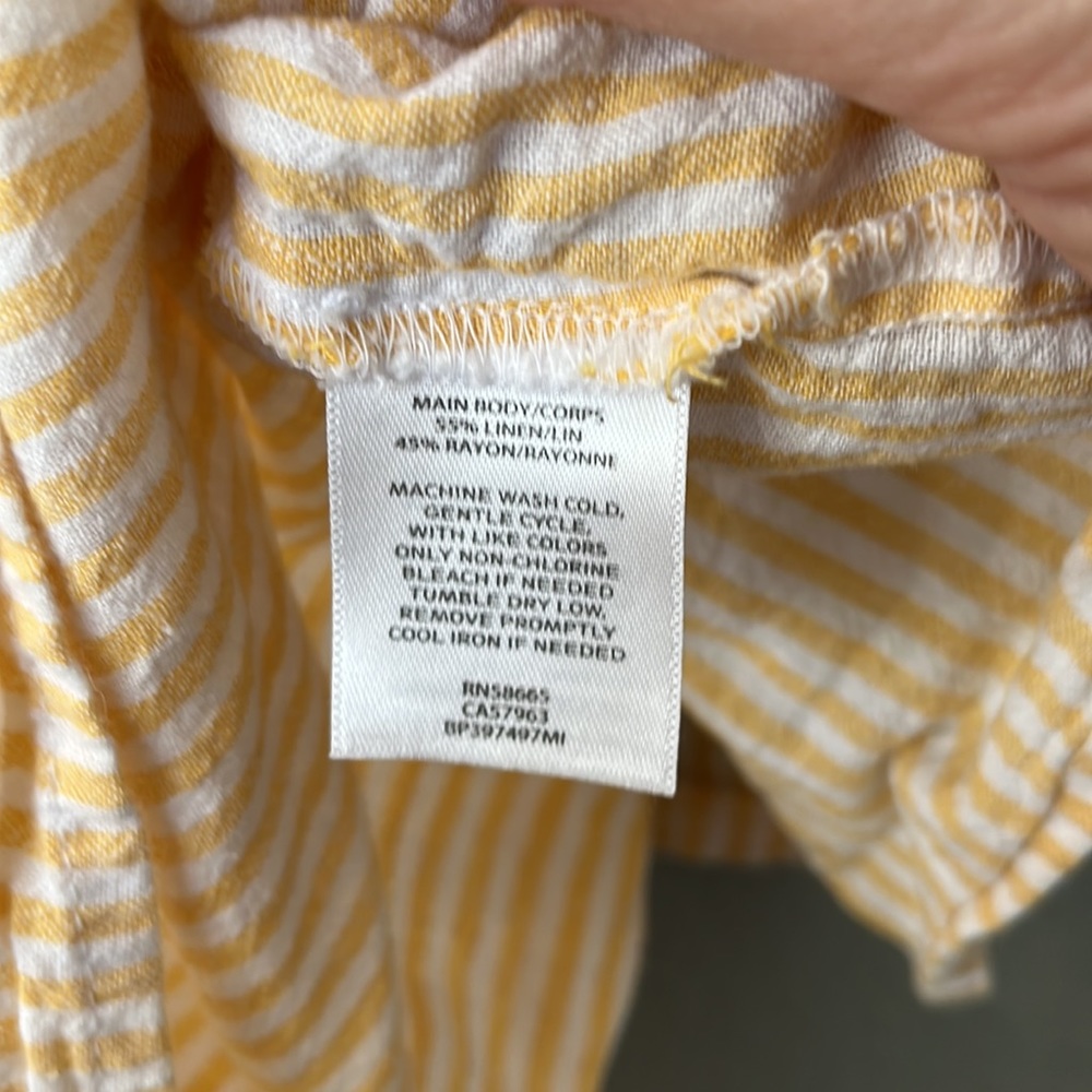 BP Nordstrom Size S top yellow & white stripe spaghetti strap button up EUC - Picture 5 of 5